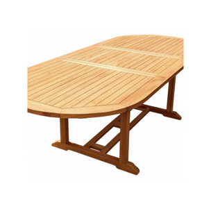 Table de jardin ovale extensible 180 à 240 cm bois de teck massif - TECKIA