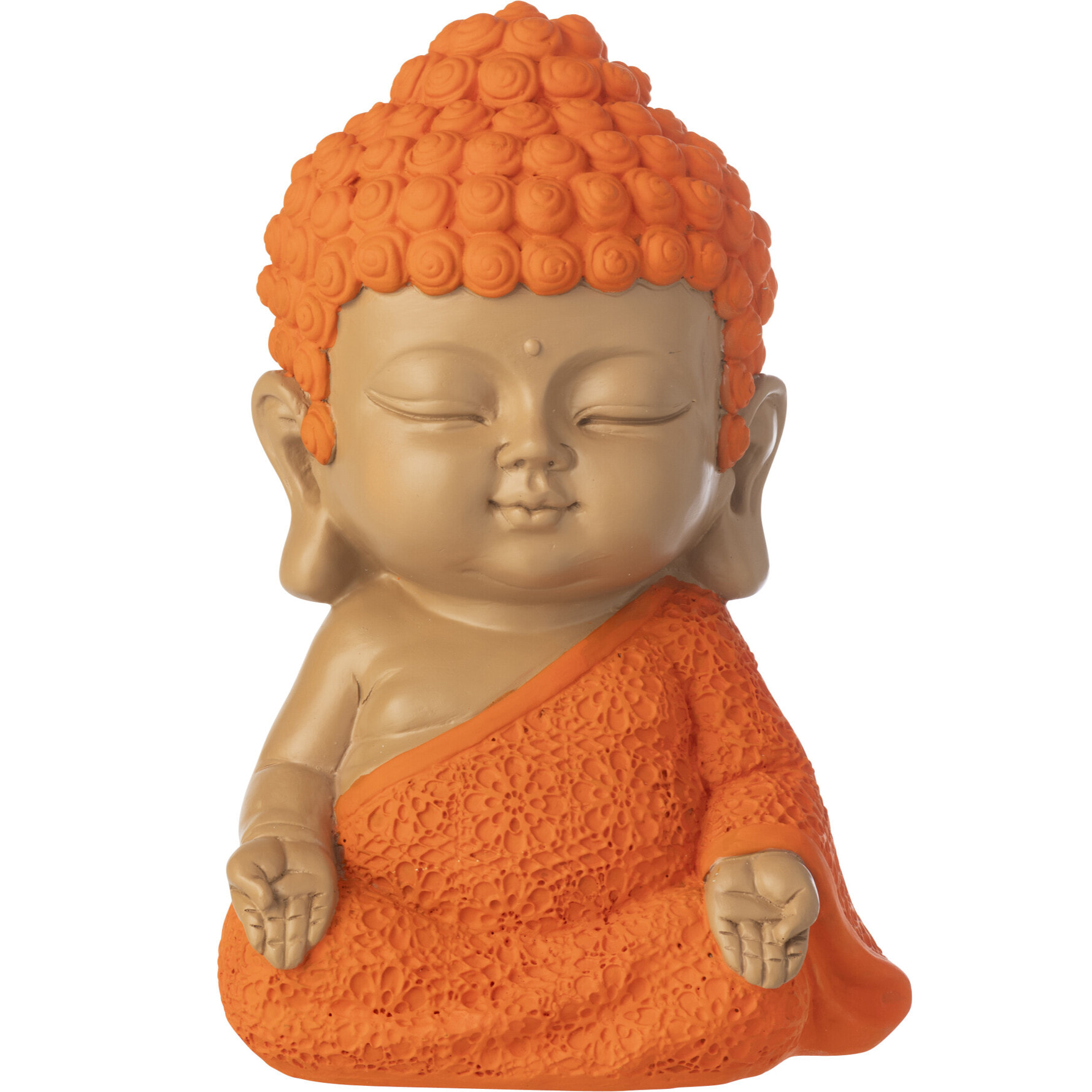 J-Line Moine Zen décoratif - polyrésine - orange