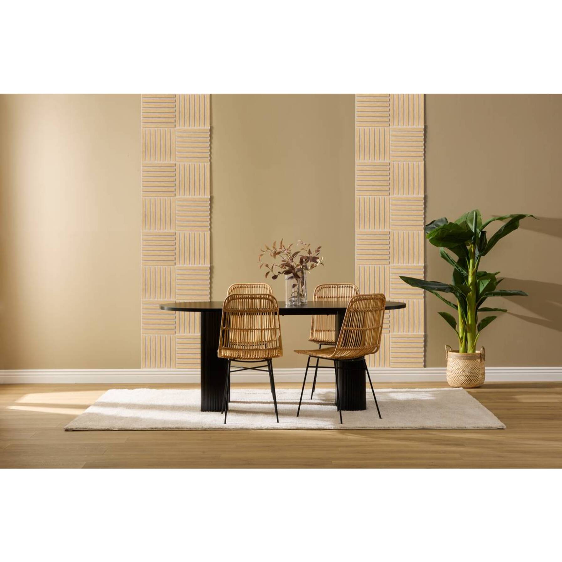 Lot de 3 panneaux décoratifs Colva beige fond gris 30x30cm