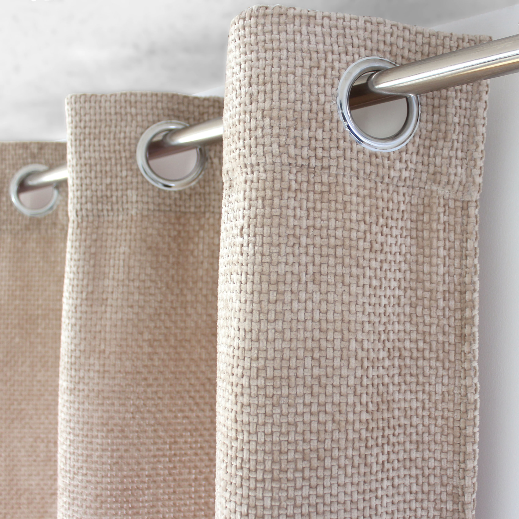 Rideau velours  - Effet chiné tamisant - Naturel