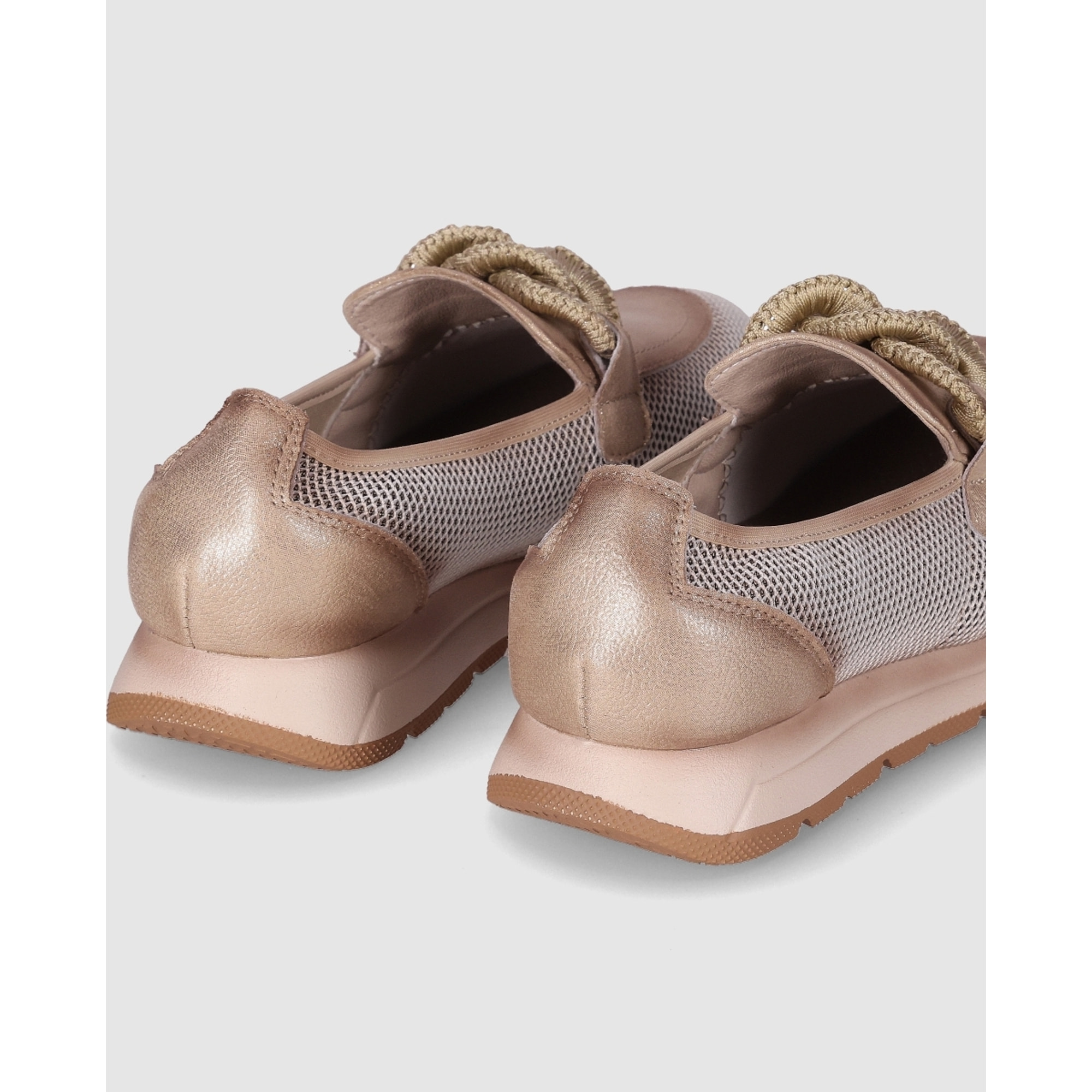 Zapatos de Piel - Oro - Tacón: Bajo