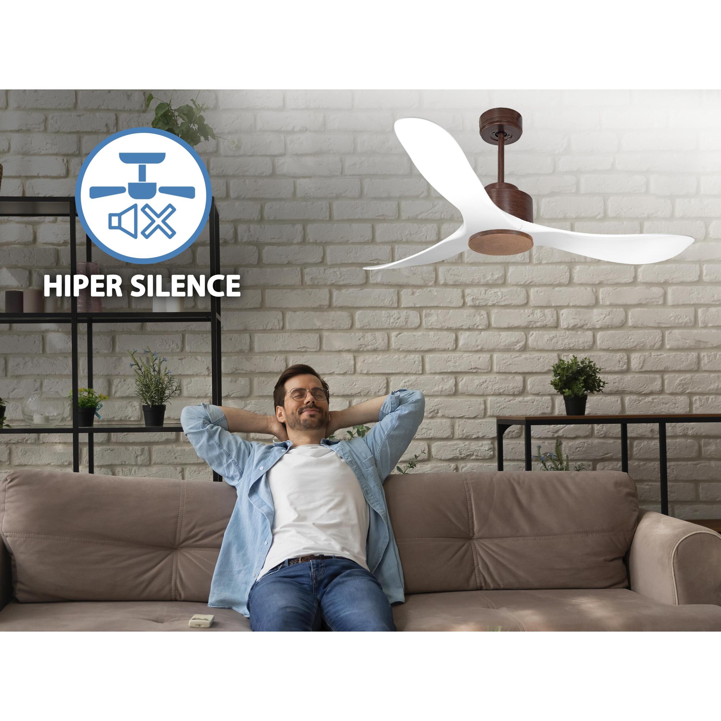 Ventilateur de plafond Wifi Moteur à courant continu Télécommande Hypersilence Mémoire Shopify Vendible (AUTOMATIQUE) 40   W brun