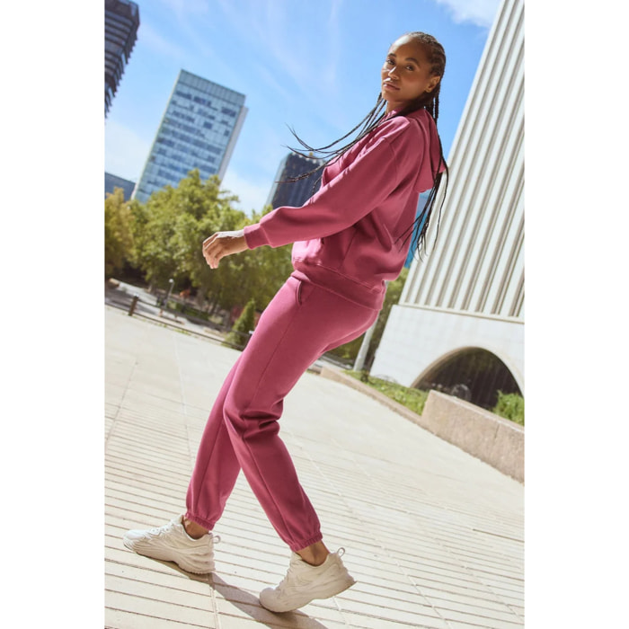 Conjunto de chándal deportivo afelpado sudadera con capucha y jogger rosa