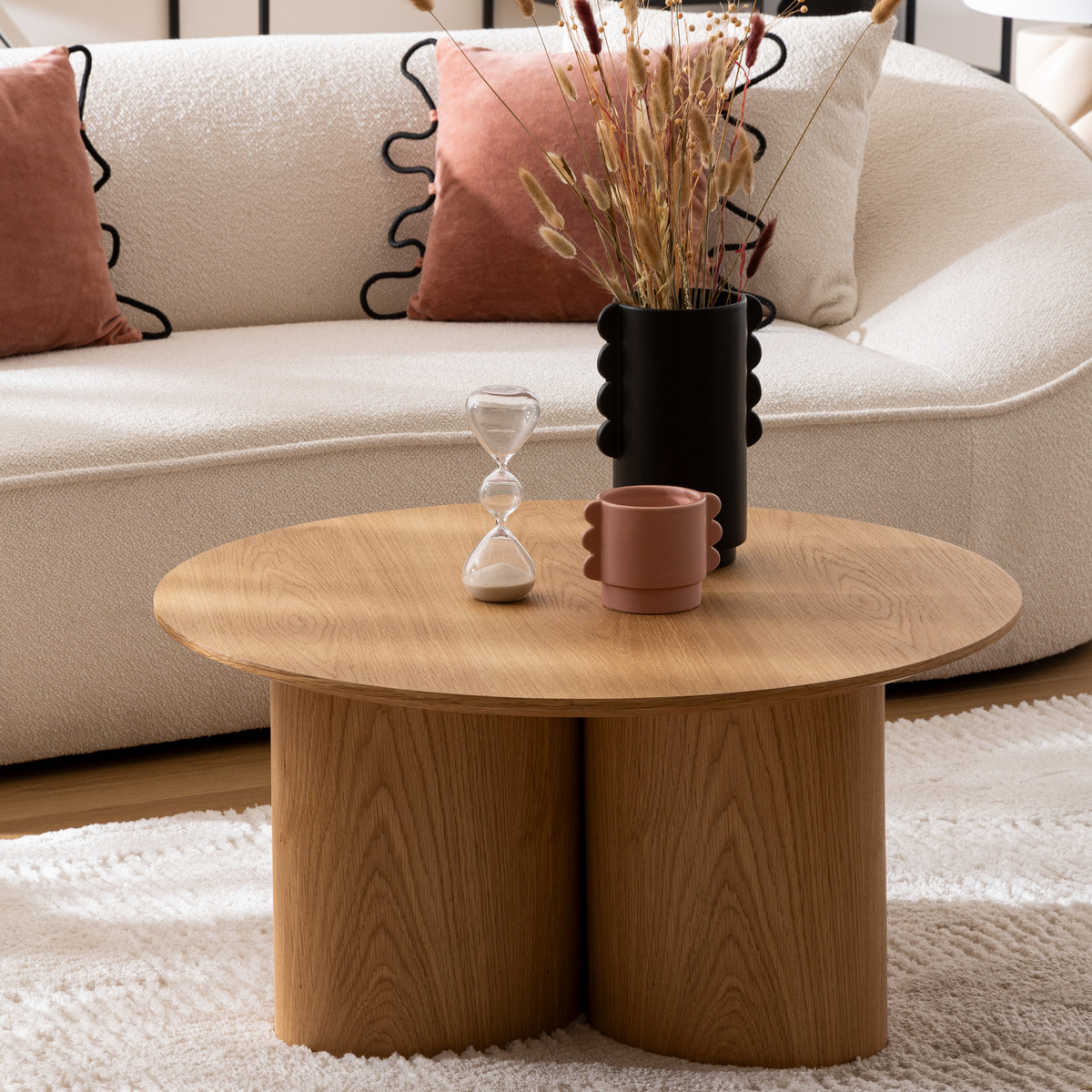 Table basse Aliona bois naturel D80cm