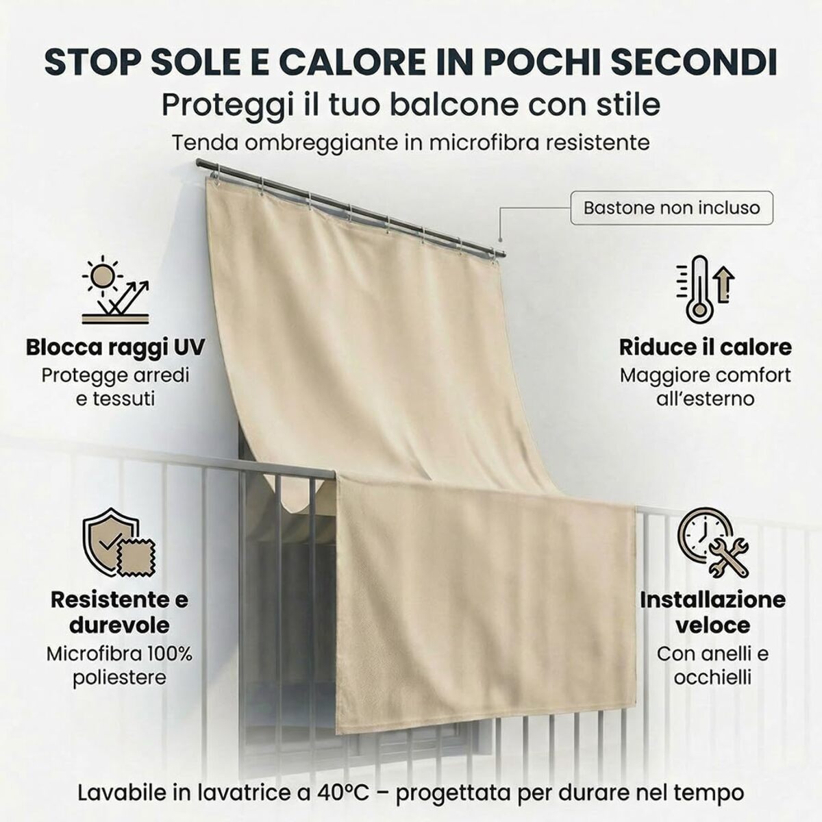 Tenda da sole a caduta in poliestere - PANNA
