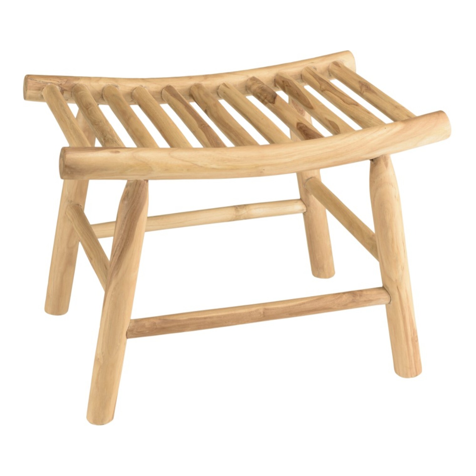 WILL - Tabouret en branches de teck naturel assise ajourée