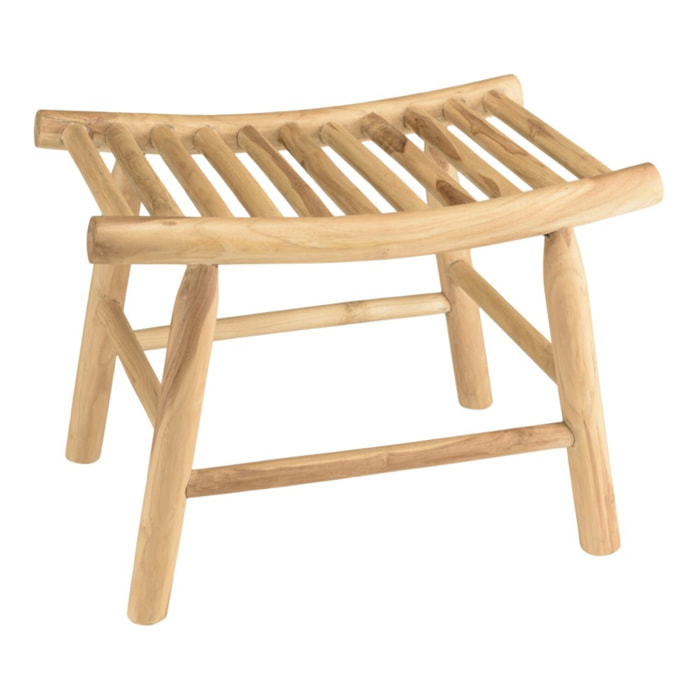 WILL - Tabouret en branches de teck naturel assise ajourée
