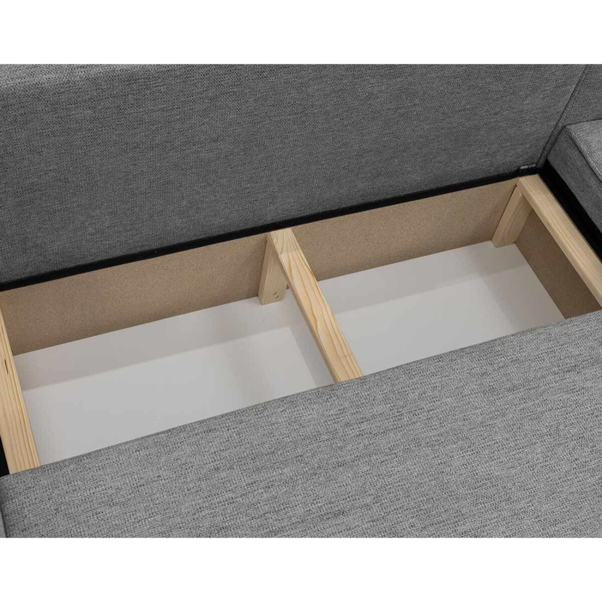 Cezanne - Canapé d'angle réversible 5 places convertible avec coffre en tissu texturé - Gris