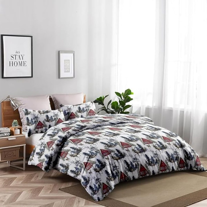 Set copripiumino una piazza e mezza in cotone con sacco e federa, morbido e traspirante, leggero e resistente 118 g/m², ideale per uso quotidiano, certificato OEKO-TEX, facile da lavare, comfort naturale e praticità per la biancheria da letto