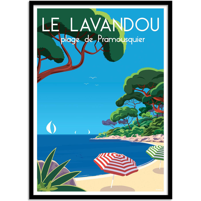 Affiche - Le Lavandou Plage de Pramousquier - Raphael Delerue