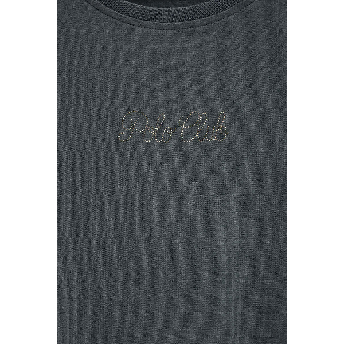 Maglietta grigio pietra a maniche corte con brillantini Polo Club