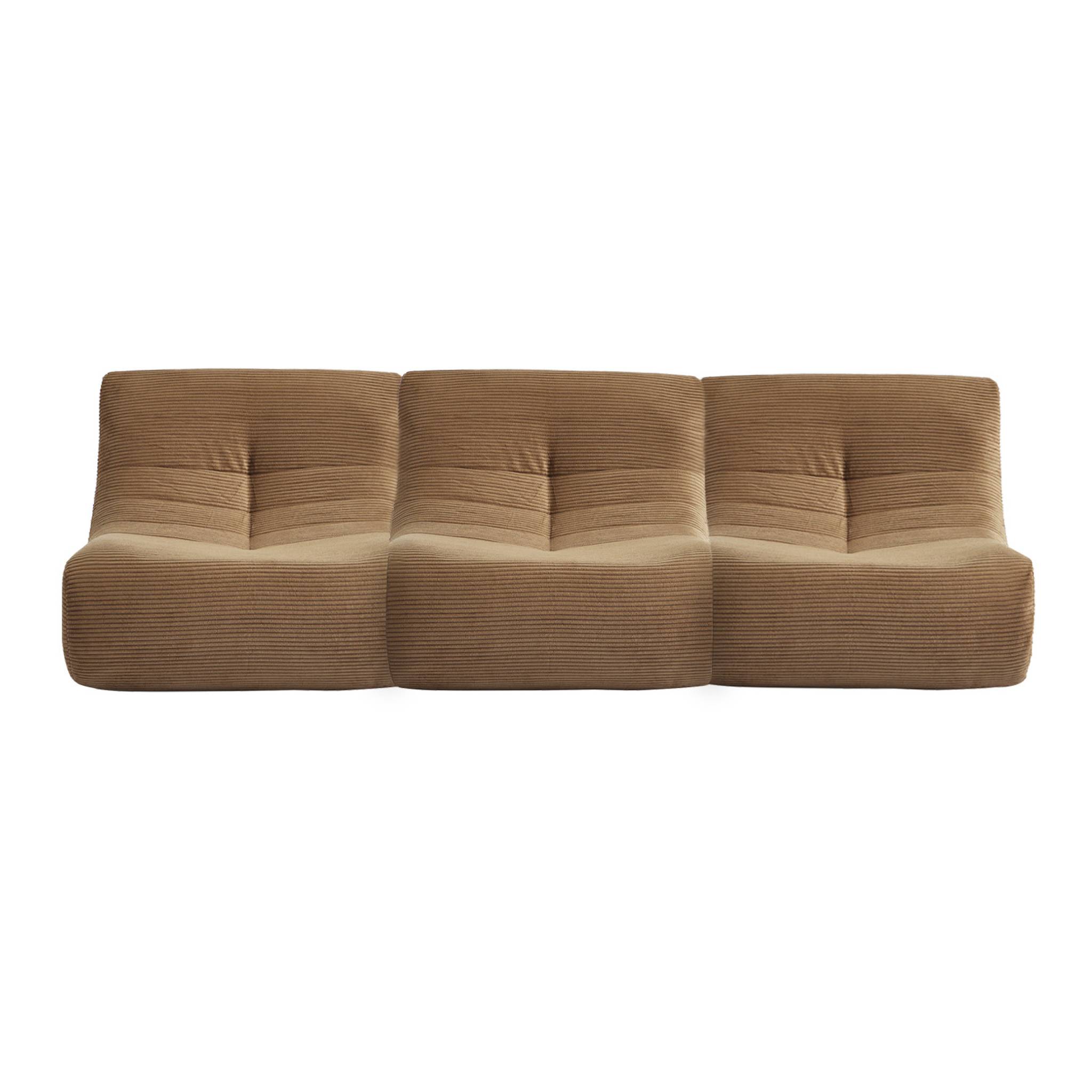 Chauffeuse velours côtelé 3 places taupe L 91 x P 105 x H 72 cm - SOKOL