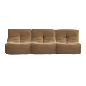 Chauffeuse velours côtelé 3 places taupe L 91 x P 105 x H 72 cm - SOKOL