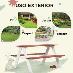 Juego de Mesa y 2 Bancos Infantiles de Madera Mesa de Picnic para Niños de 3-8 Años para Jardín Patio Terraza 89x79x50 cm Marrón