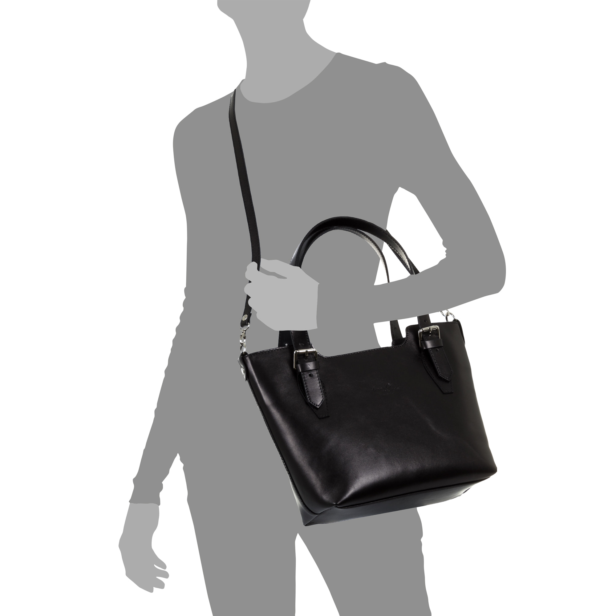 FIRENZE ARTEGIANI Borsa Tote da Donna Arezzo. Vera Pelle Tamponato Made in Italy 37x10x25 Cm. Colore nero