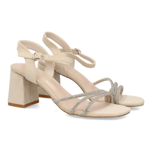 Sandalia tacón pedrería elegante mujer