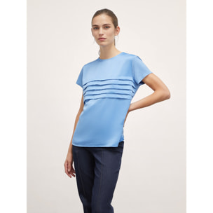 Motivi - Camiseta bimateria pliegues - Light - blue