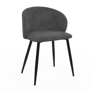 Chaises Léona velours et pieds métal - Gris