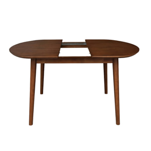Table à manger ovale extensible bois d'hévéa et placage chêne noyer 4-6 places - 110 / 140 x 100 x 75 cm - Lisa