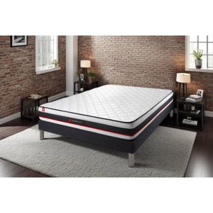 Ensemble Matelas Sommier 90x190 cm - Sommier Noir (déjà monté) - Form