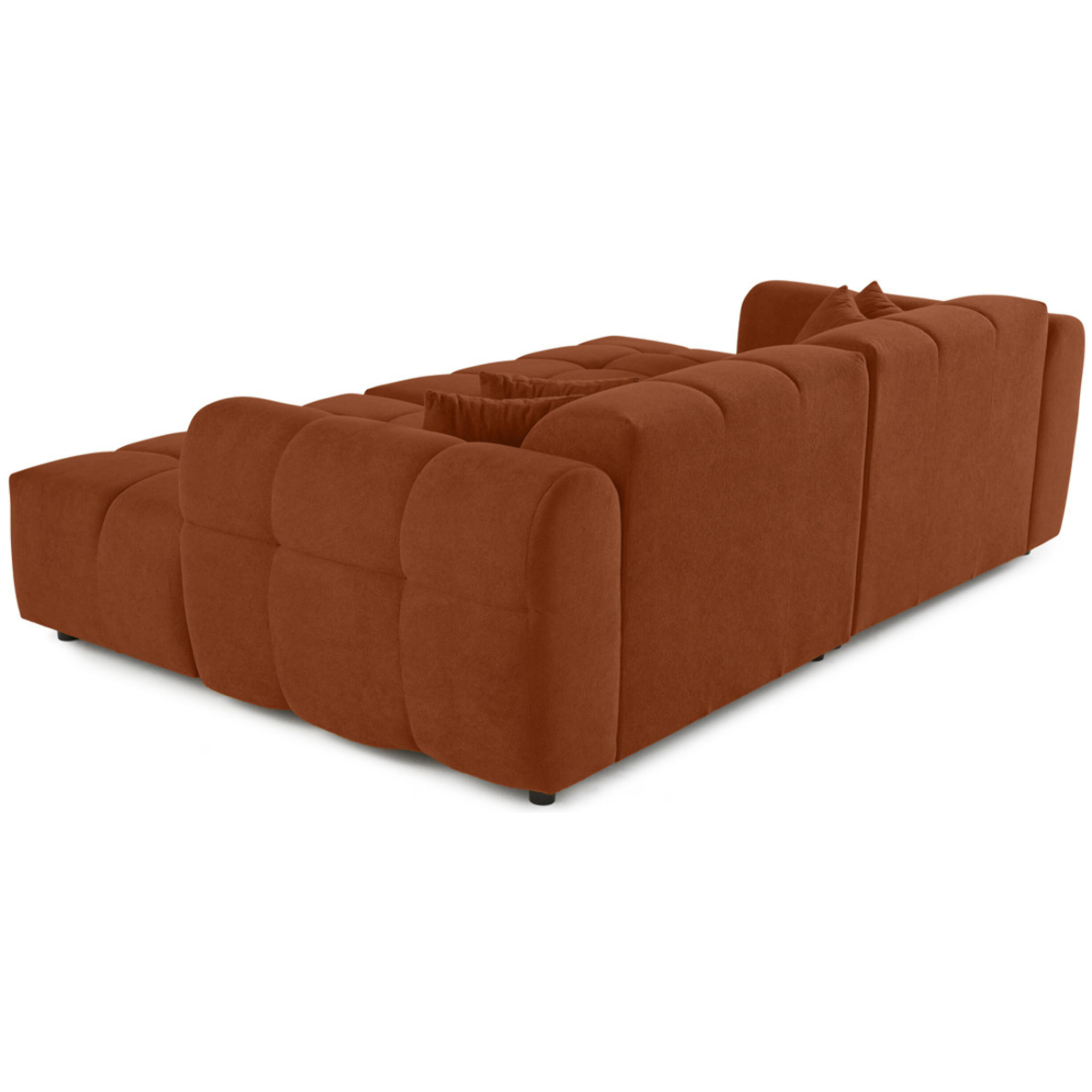 Ray - canapé droit 4 places avec double méridienne - assise profonde - en tissu texturé - Rouille