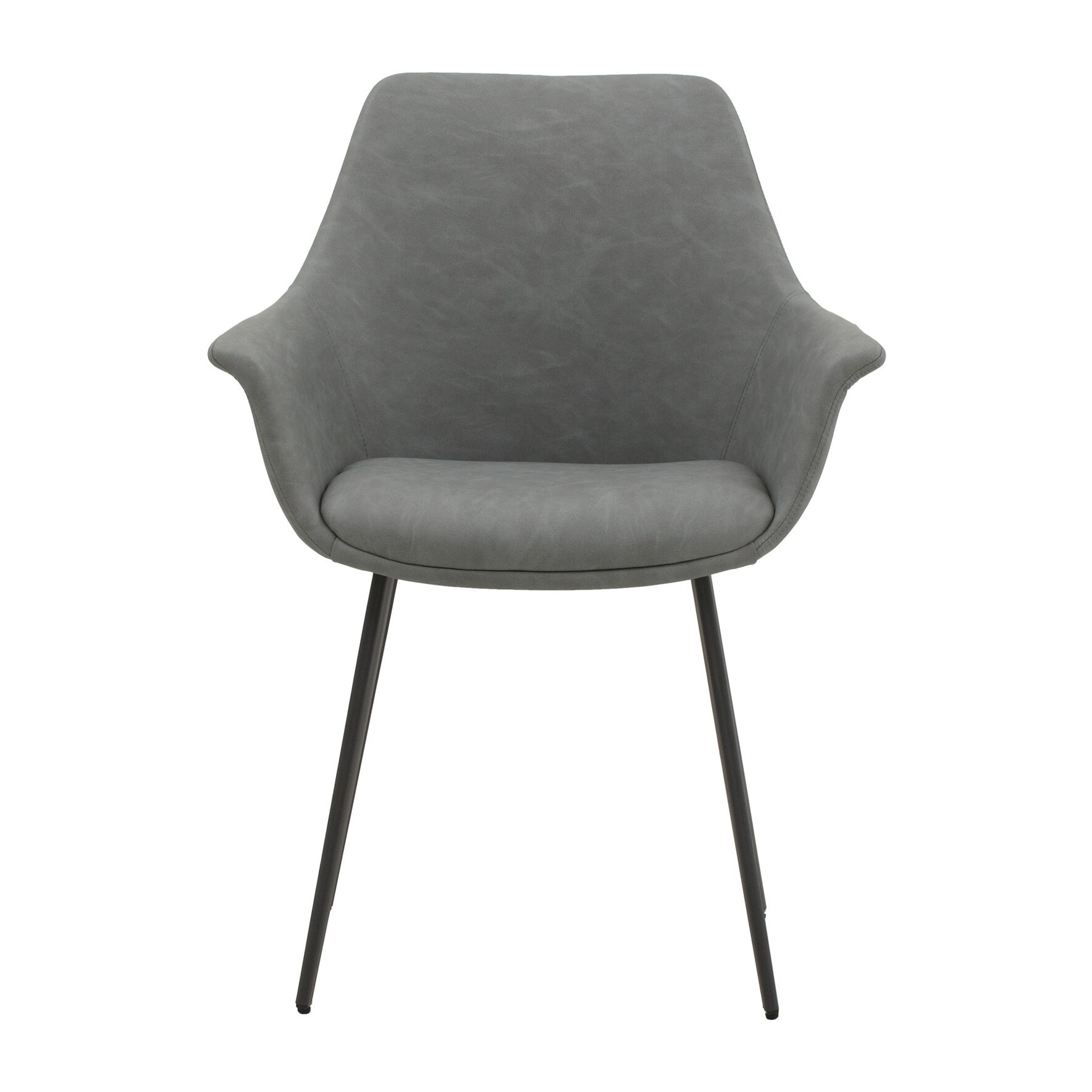 Set di 2 sedie MIRASIERRA in similpelle grigio e gambe in metallo nero, con braccioli