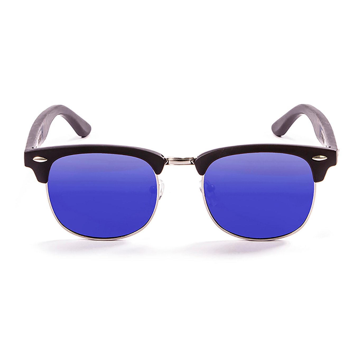 Gafas de sol OCEAN REMEMBER - De brazo negro de bambú con montura negro mate / Revo azul