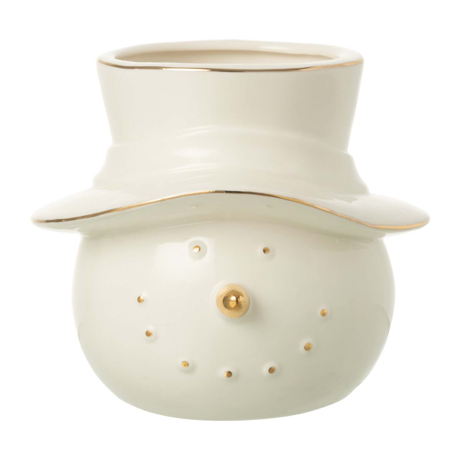 J-Line figurine Bonhomme de Neige - céramique - ecru/or - large