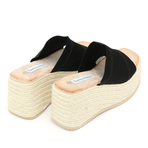 Sandali con zeppa e fascia in tessuto