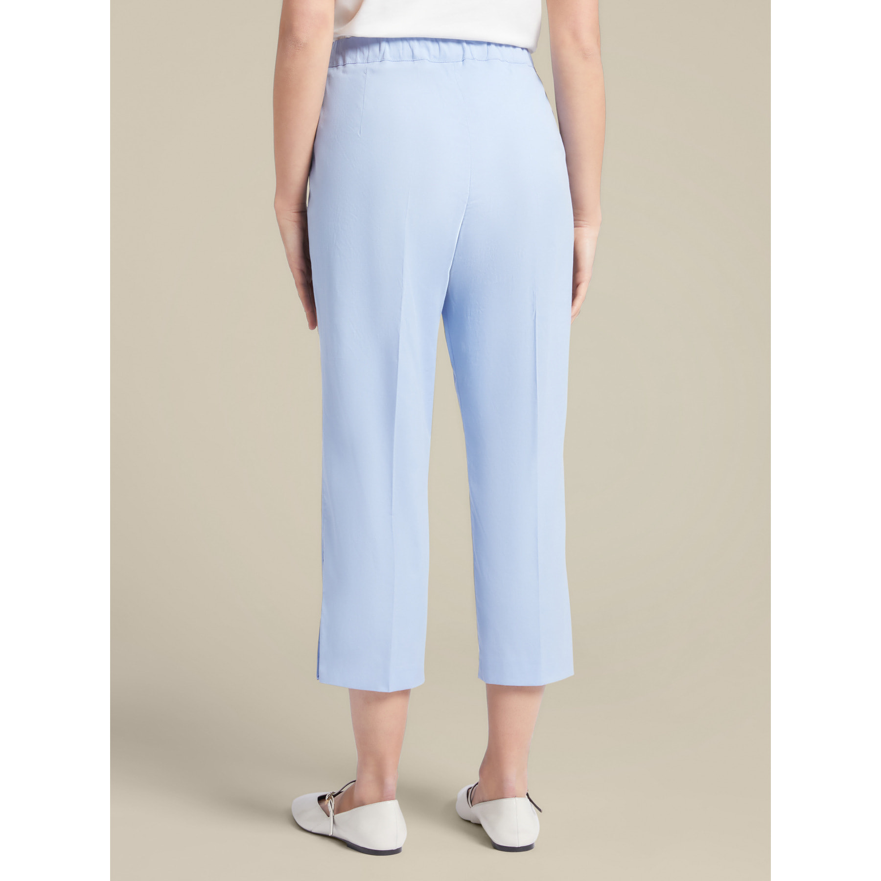 Elena Mirò - Pantalones capri de algodón elástico - Light - blue