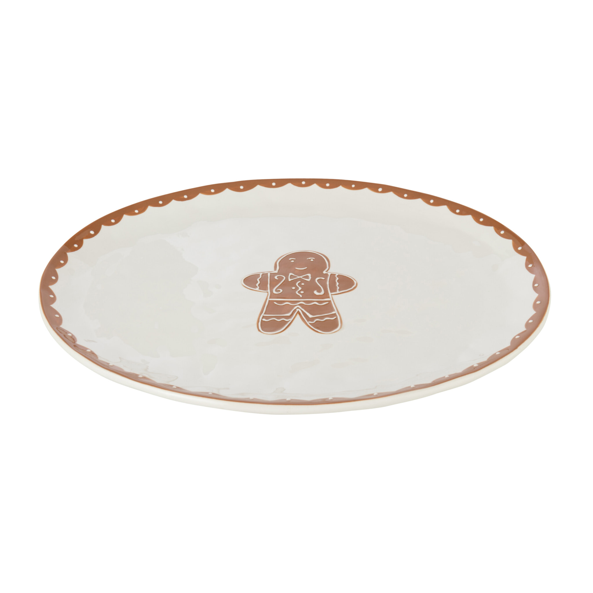 J-Line assiette Cookie Ovale Dolomie - céramique - brun/blanc