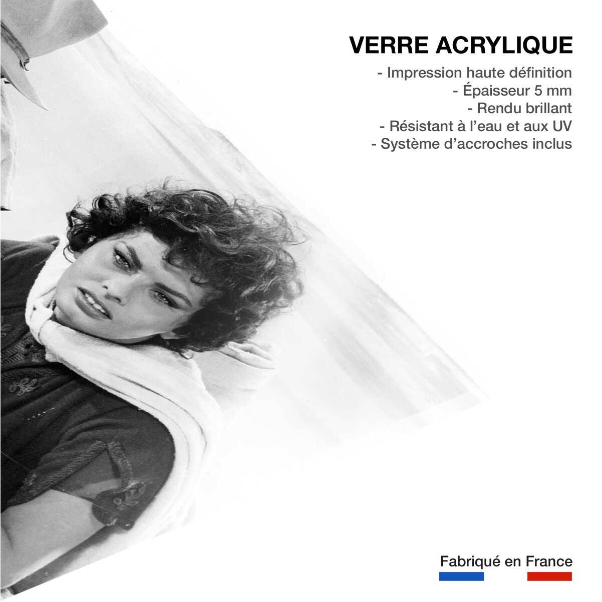 Tableau noir et blanc Photo d’acteurs John Wayne et Sophia Loren Tableau plexiglas