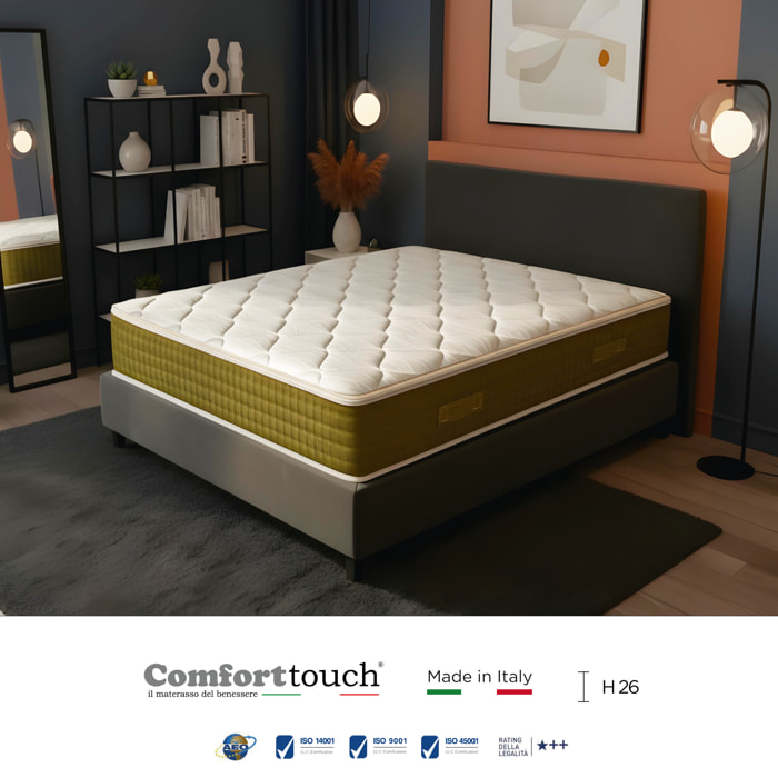 "Spark" H26 cm 120x190 guanciale Memory OMAGGIO a molle insacchettate indipendenti ,7 zone a portanza differenziata arrotolato