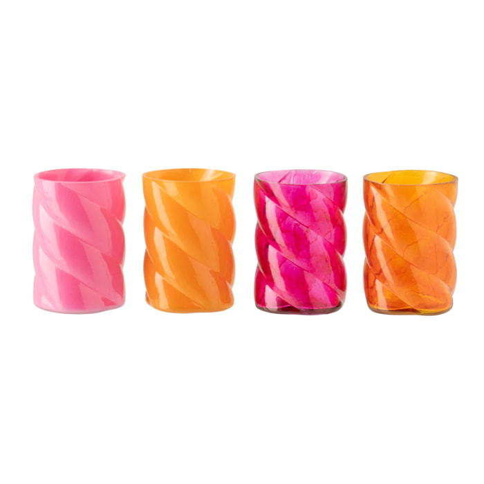 J-Line Photophore - verre - orange/rose - small - 4 pièces