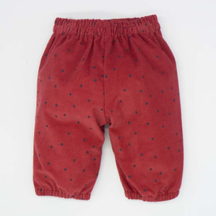 PANTALÓN PANA LUNARES ROJO