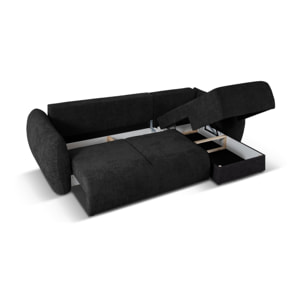 Canapé d'angle droit convertible avec coffre de rangement "Matera" 4 places en chenille noir