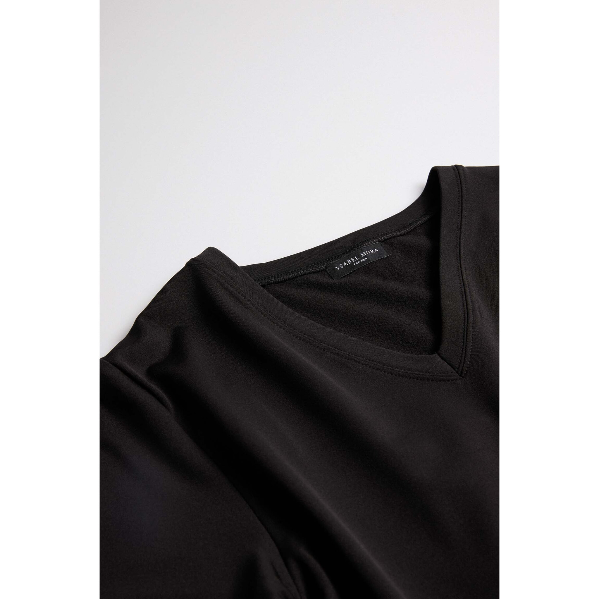 Maglia termica con scollo a V e maniche corte, nera