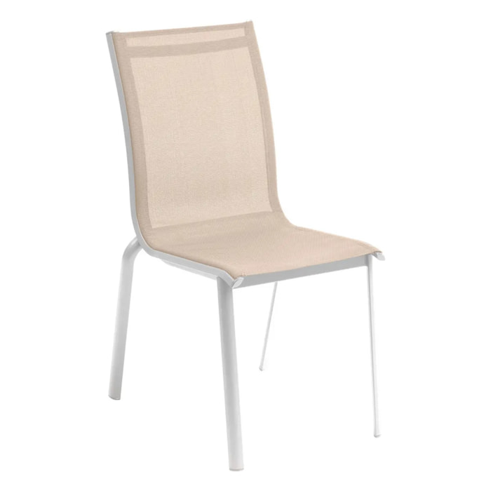 Chaise de jardin empilable "Axant" lin & blanc en aluminium traité époxy