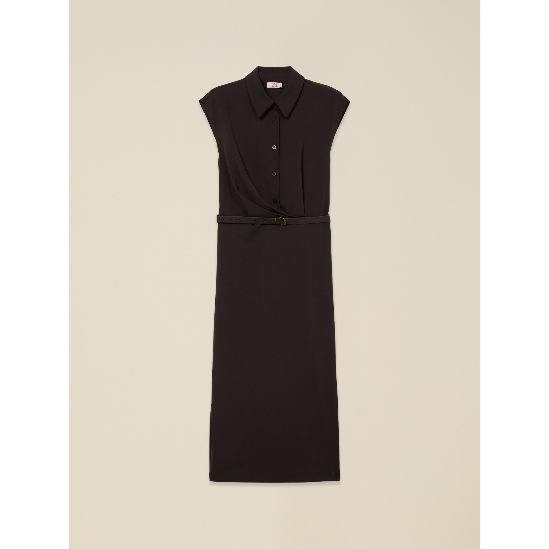 Oltre - Vestito tubino con cintura - Marrone