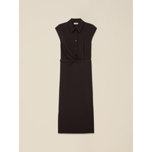 Oltre - Vestito tubino con cintura - Marrone