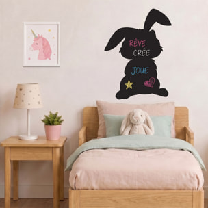 Sticker ardoise tableau noir - stickers muraux adhésif effaçable - LAPIN
