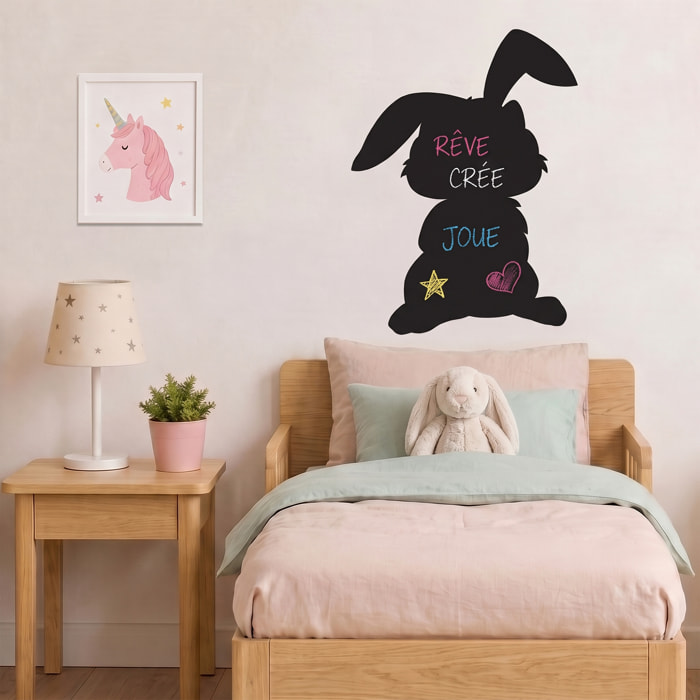 Sticker ardoise tableau noir - stickers muraux adhésif effaçable - LAPIN