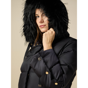 Oltre - Genuine puma midi down jacket - Negro