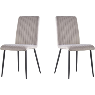 Lot de 2 chaises en velours "Henley" - Gris clair