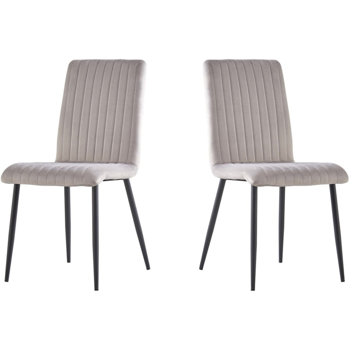 Lot de 2 chaises en velours "Henley" - Gris clair