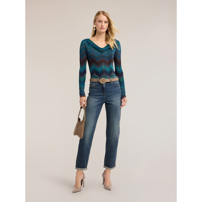 Motivi - Jeans boyfriend con risvolto - Blu