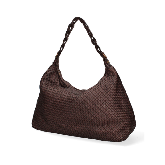 Borsa a spalla da donna In Vera pelle Made in Italy 46x33x15 cm