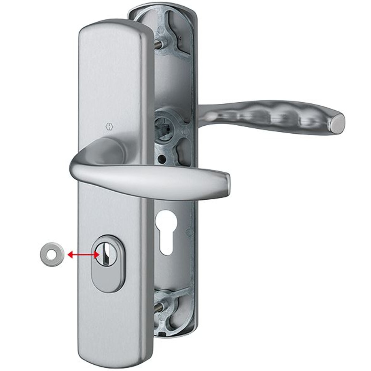 Ensemble de sécurité New York 1810H/3452A-ZA/3450 Aspect Inox 37-42 mm - Clé i - HOPPE AG - 10714251