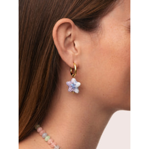 Pendientes Starfish Blue Acero Baño Oro