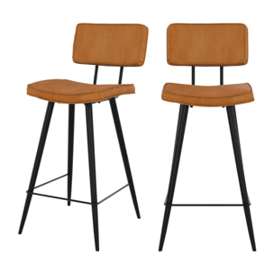 Lot de 2 chaises pour îlot central 66 cm en cuir synthétique camel - Texas